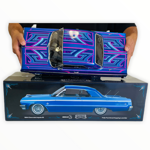Custom Lowrider 64 Impala Inspired Metal Keychain Candy Blue Hand Painted  Enamel